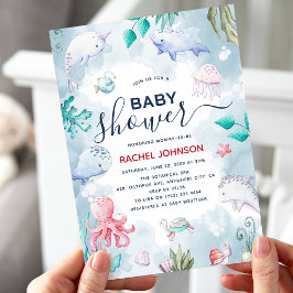 Invitation Couleur d'eau douce sous le Baby shower marin