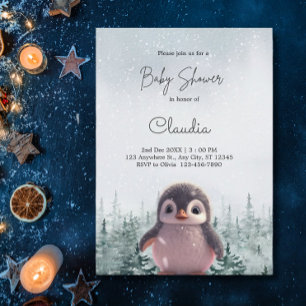Invitation Couleur d'eau du Baby shower de neige d'hiver de P