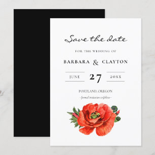 Invitation Couleur d'eau du pavot rouge Enregistrer la date