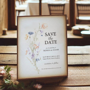 Invitation Couleur d'eau florale romantique Enregistrer la ca