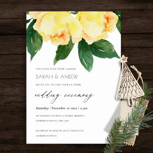 INVITATION COULEUR D'EAU JAUNE CHAUDE MARIAGE FLORAL