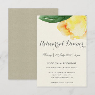 INVITATION COULEUR D'EAU JAUNE CLAIR RÉPÉTITION FLORALE DÎNER