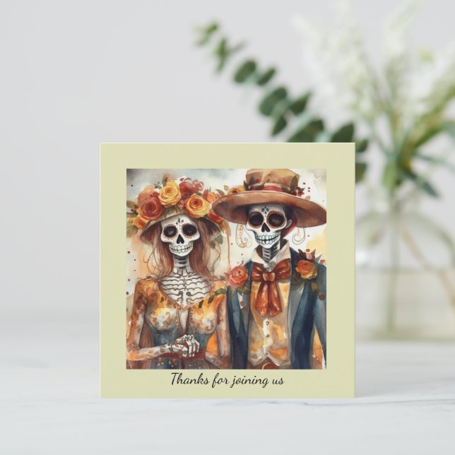 Invitation Couleur d'eau mariage Dia de los Muertos (Debout devant)