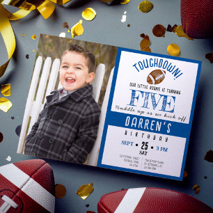 Invitation Couleur d'eau mignonne Football Photo Boy Annivers