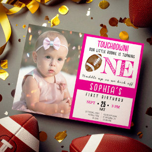 Invitation Couleur d'eau mignonne Football photo Girl 1er ann
