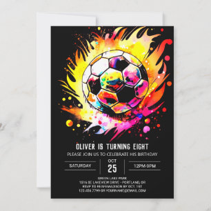 Invitation Couleur d'eau pour objectif mignon Football Annive