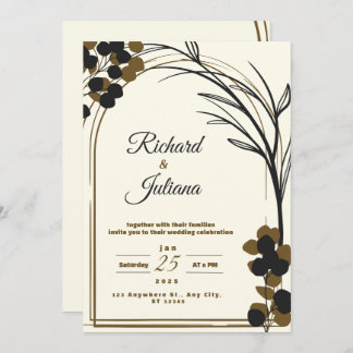 Invitation couleur florale de la nature moderne brune