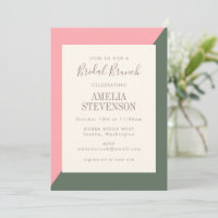 Couleur géométrique Bloc rose Vert Bridal Brunch