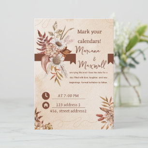 Invitation Couleur Marron Floral