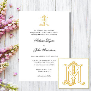Invitation COULEUR MODIFIÉE MJ Monogramme JM Monogramme Invit