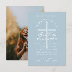 Invitation Couleur personnalisée Croix Bleue Bleue Première c