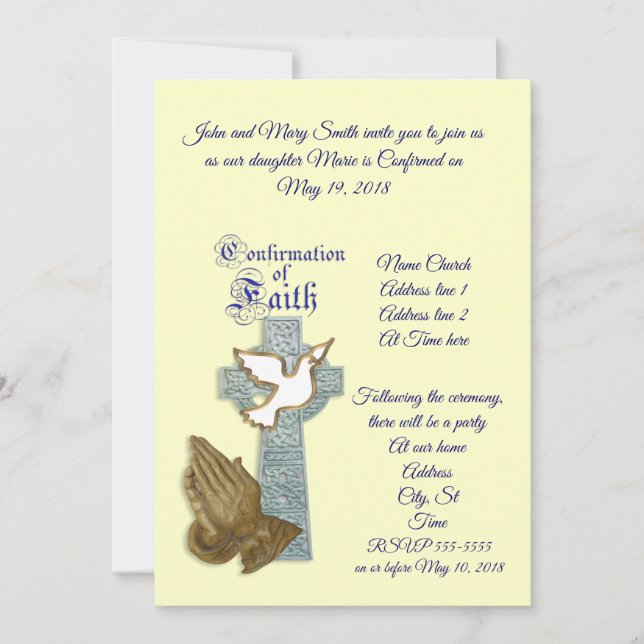 Invitation Couleur personnalisée d'invitation de confirmation (Devant)