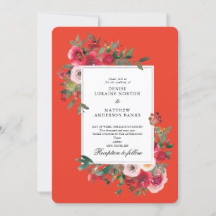 Invitation Couleur Rose sauvage et tomate cerise