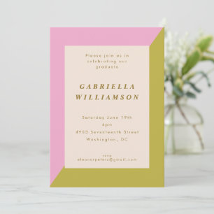 Invitation Couleur rose Vert Bloc de couleur Personnalisée Pa