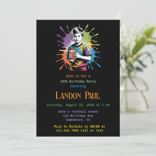Invitation Couleur Splash Football fête d'anniversaire