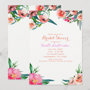 Invitation Couleur Vif Amusant Été Aquarelle Floral Chic