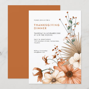 Invitation Couleurs automnales Folial Folial Thanksgiving Dîn