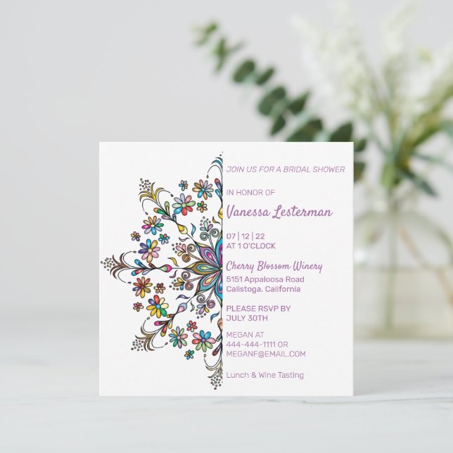 Invitation Couleurs Chic Mandala Bridal Showbwbwbwbwick Invit (Debout devant)