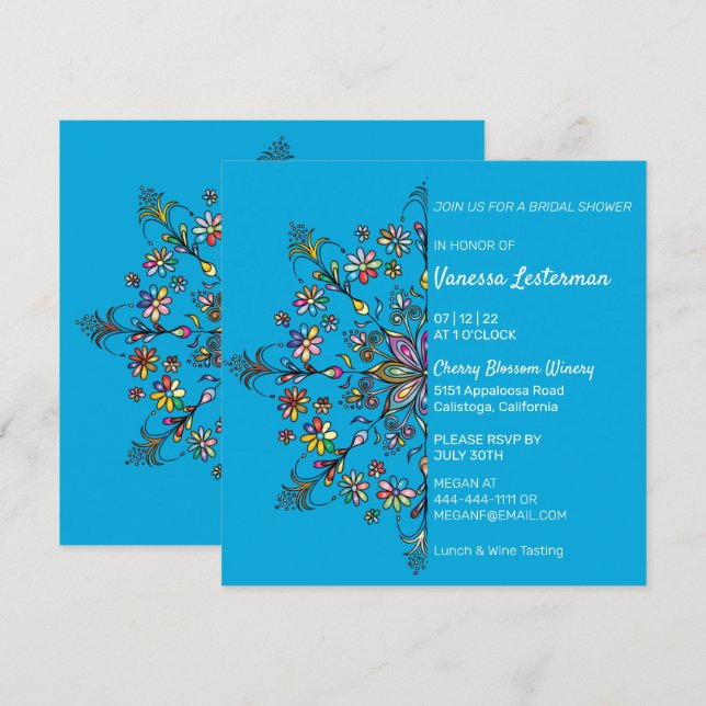 Invitation Couleurs Chic Mandala Bridal Showbwbwbwbwick Invit (Devant / Derrière)
