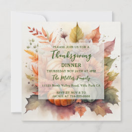 Invitation Couleurs citrouilles automne Thanksgiving Dîner In