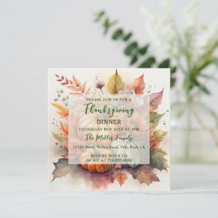 Invitation Couleurs citrouilles automne Thanksgiving Dîner In