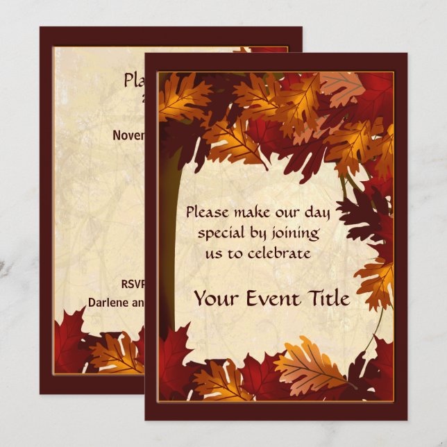 Invitation Couleurs d'automne Arbre Feuilles Toutes les occas (Devant / Derrière)