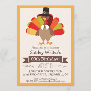 Invitation Couleurs d'automne Thanksgiving Turk Adulte fête d