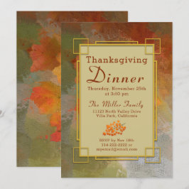 Invitation Couleurs de automne peintes Thanksgiving Invitatio
