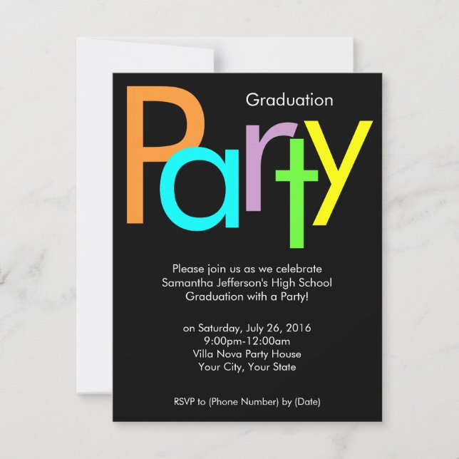 Invitation Couleurs de bloc Chunky Graduation Party Invitatio (Devant)
