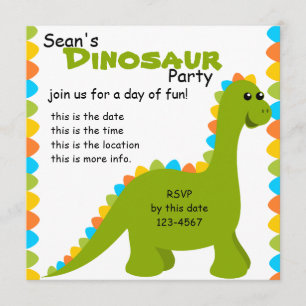 Invitation Couleurs de bonbons Dino