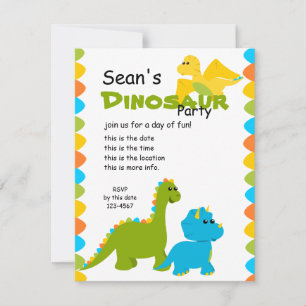 Invitation Couleurs de bonbons Dino