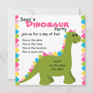 Invitation Couleurs de bonbons Dino