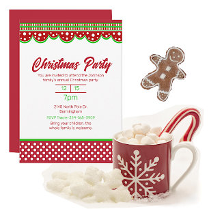 Invitation Couleurs de fête de Noël en pois fantaisistes pour