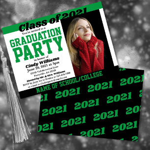 Invitation Couleurs de l'école noire verte Diplôme photo