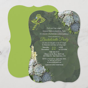 Invitation Couleurs de plage Vert & Succulent Bachelorette Pa