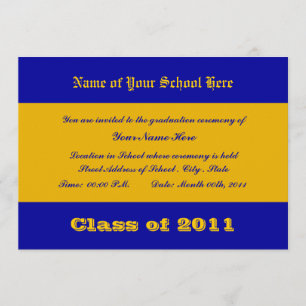 Invitation Couleurs des écoles bleues et dorées