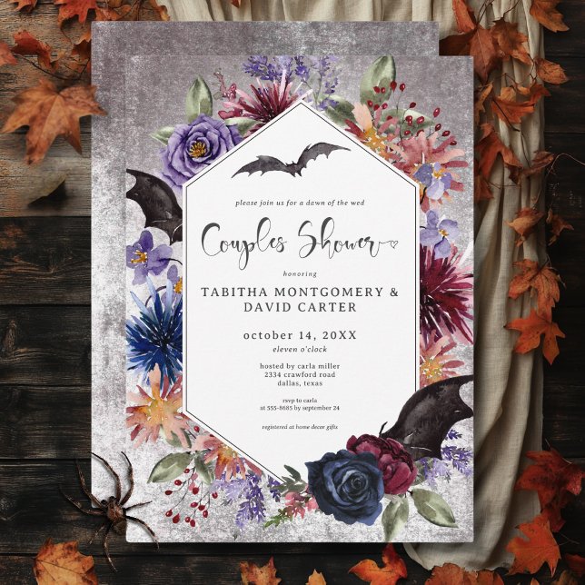 Invitation Couleurs gothiques rustiques Halloween Couples Dou (Rustic Gothic Colors Halloween Couples Shower Invitation)