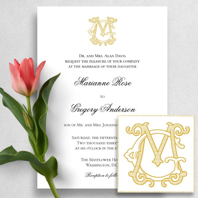 Invitation COULEURS MODIFIABLES GM Monogramme MG Logo Invitat (Créateur téléchargé)
