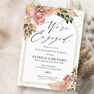 Invitation Couleurs Neutres Chic Bohème Fleurs pour une Soiré