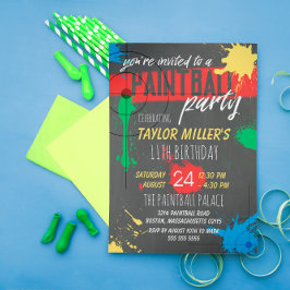 Invitation Couleurs primaires Paint Splash Paintball Party