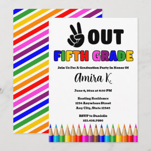 Invitation Couleurs vives Peace Out Parti de fin d'études de 
