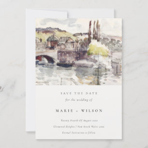 Invitation Country Bridge Riverside Watercolor Enregistrer La