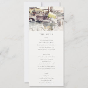 Invitation Country Bridge Riverside Watercolor Menu Mariage