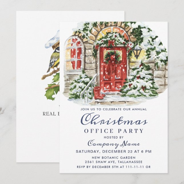 Invitation Country Christmas House Corporate Fête (Devant / Derrière)