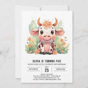 Invitation Country Cute Enchanted Vache Anniversaire