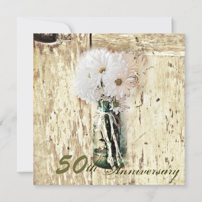 Invitation country daisy mason jar 50e anniversaire de mariag (Devant)