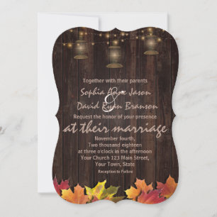 Invitation Country Fall laisse vieilles lanternes Mariage en 