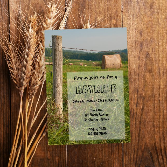 Invitation Country Farm Hayride (Invite friends for a fun Fall gathering with this charming and rustic Hayride Invitation.)