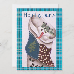 Invitation Country Folk Snowman Fête des Fêtes