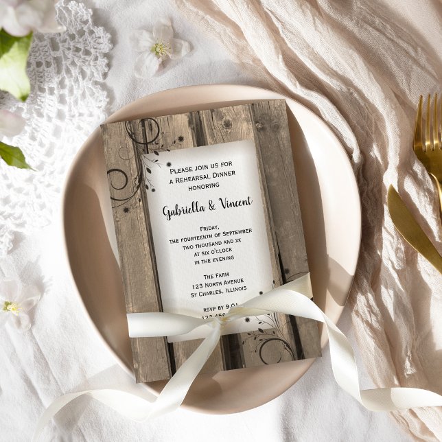Invitation Country Grange Fleurs de bois Dîner de répétition  (Créateur téléchargé)